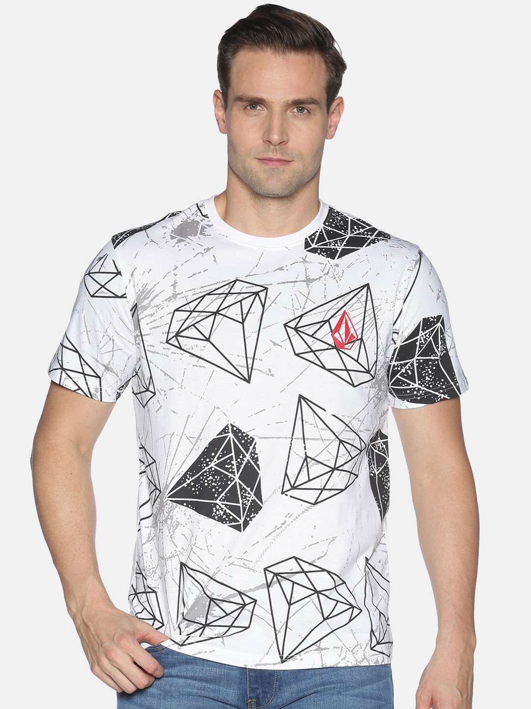 

UrGear Men White Printed Round Neck T-shirt