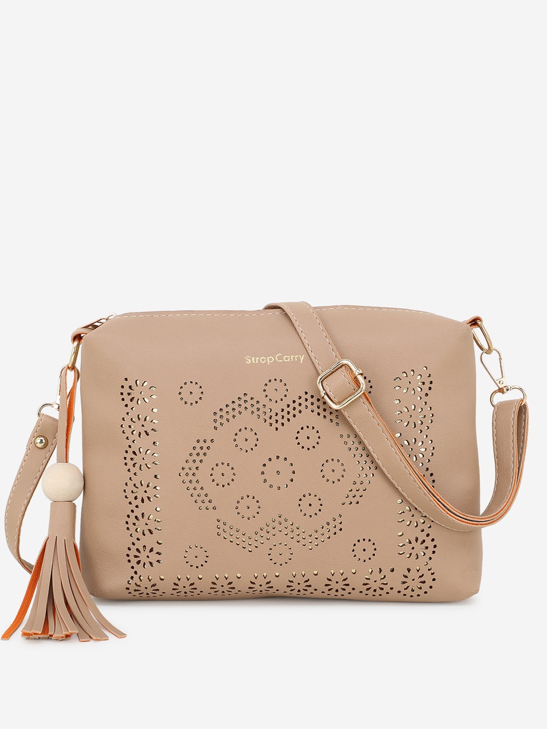 

Stropcarry Beige Self Design Sling Bag