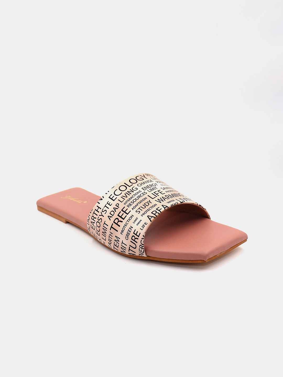 

Gibelle Women Peach-Coloured Printed Open Toe Flats