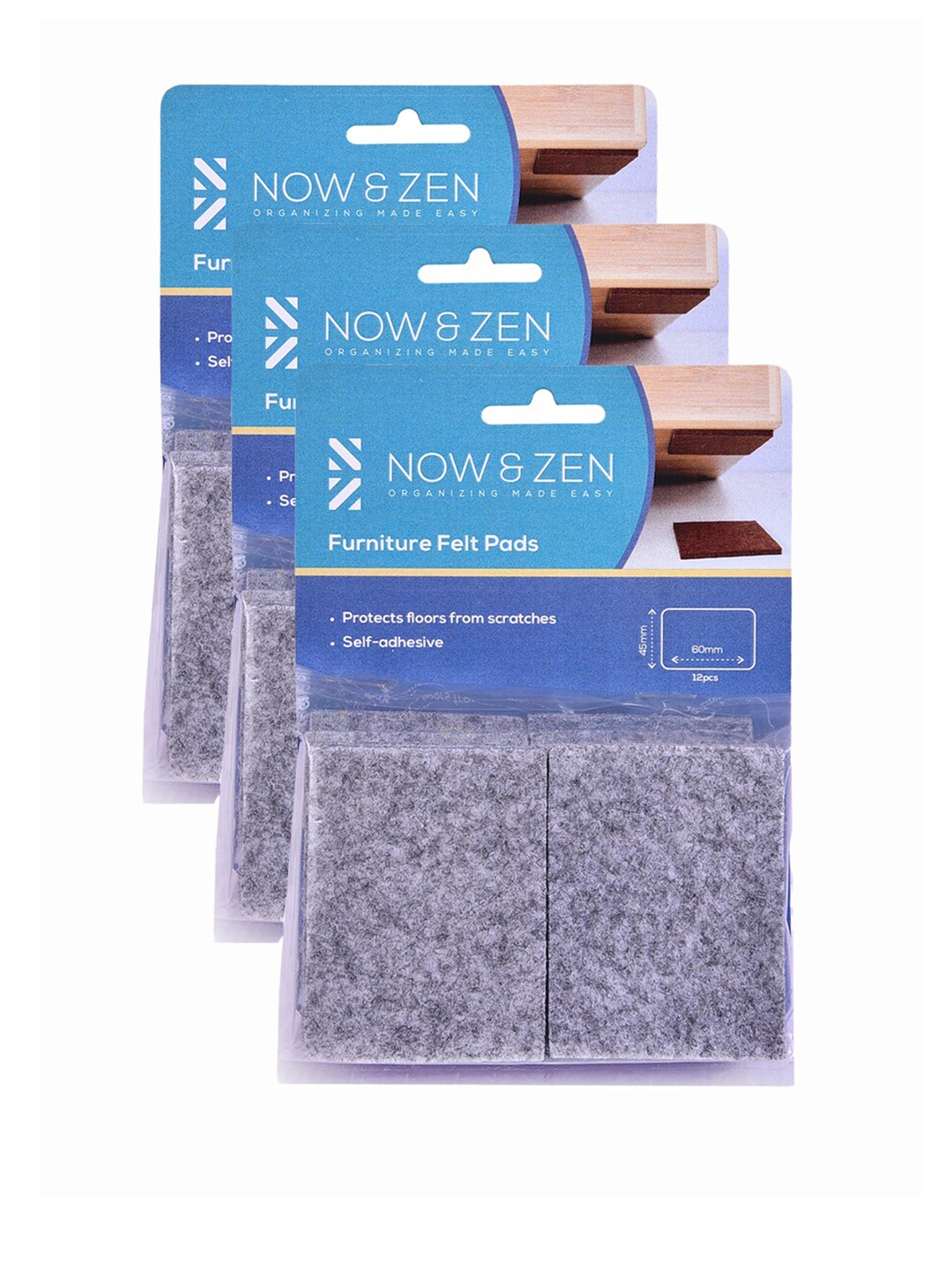 

NOW & ZEN Set Of 36 Grey Solid Rectangle Furniture Felt Pads