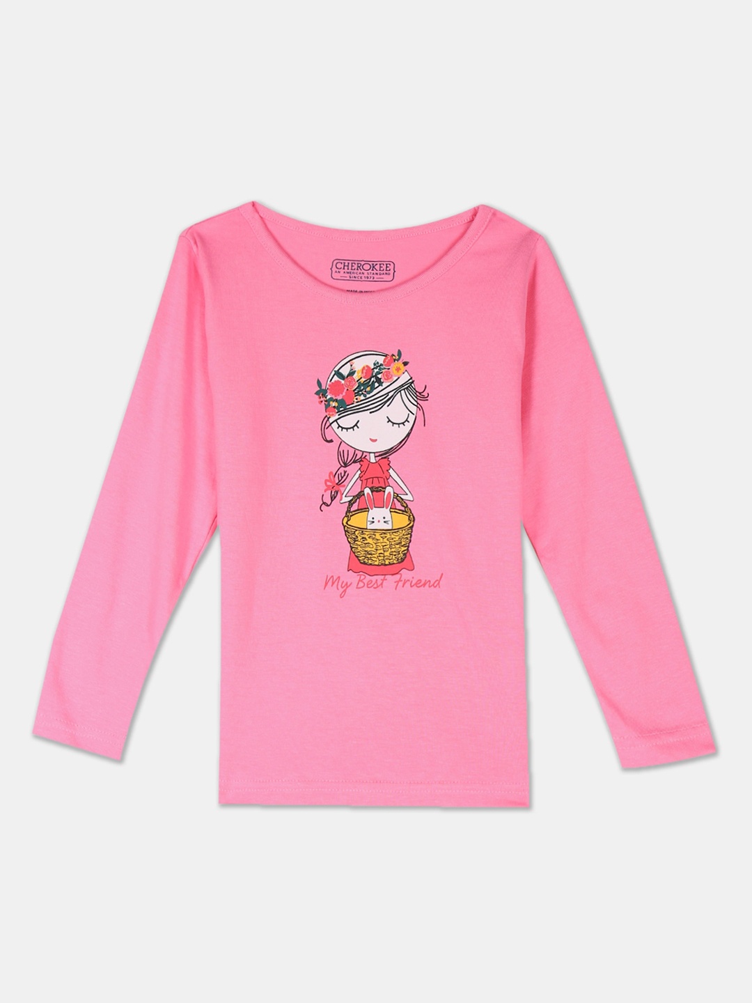 

Cherokee Girls Pink Printed Round Neck T-shirt