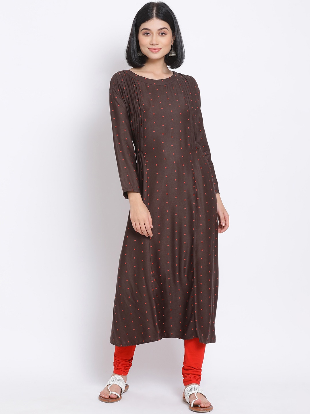 

Oxolloxo Women Brown Printed Kurta