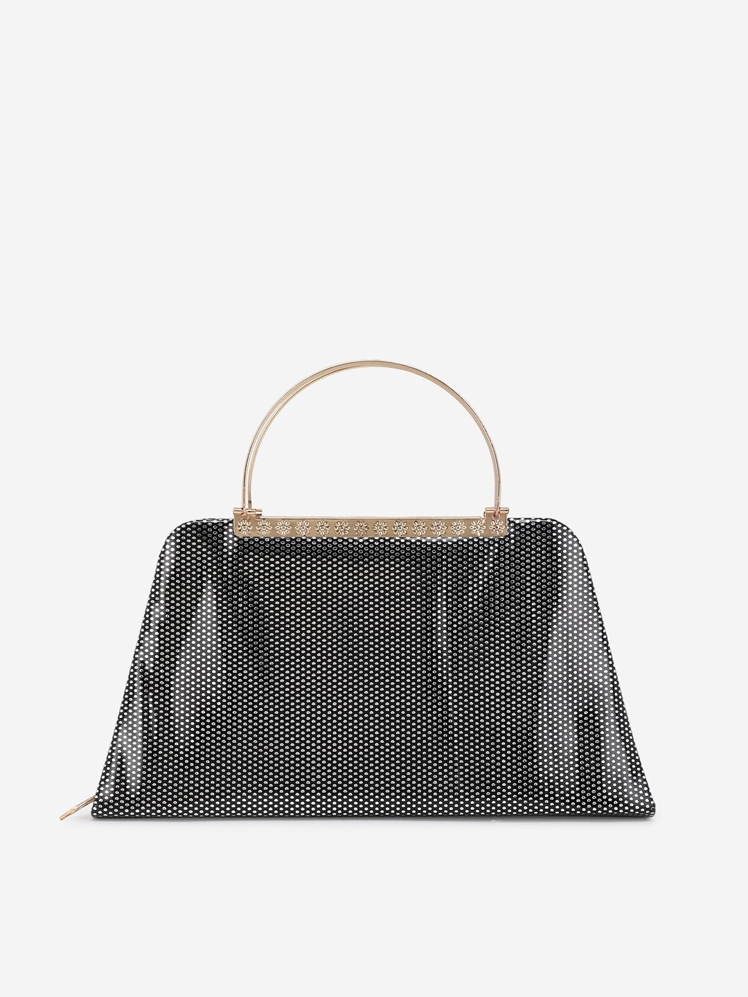 

Element Cart Black & Gold-Toned Printed Embellished Clutch