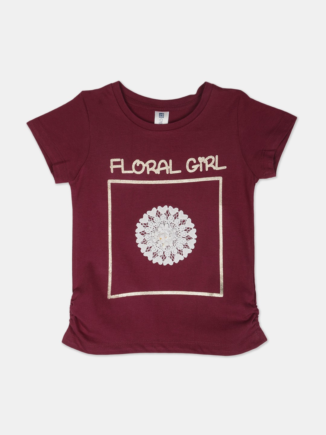 

Cherokee Girls Maroon Printed Round Neck T-shirt