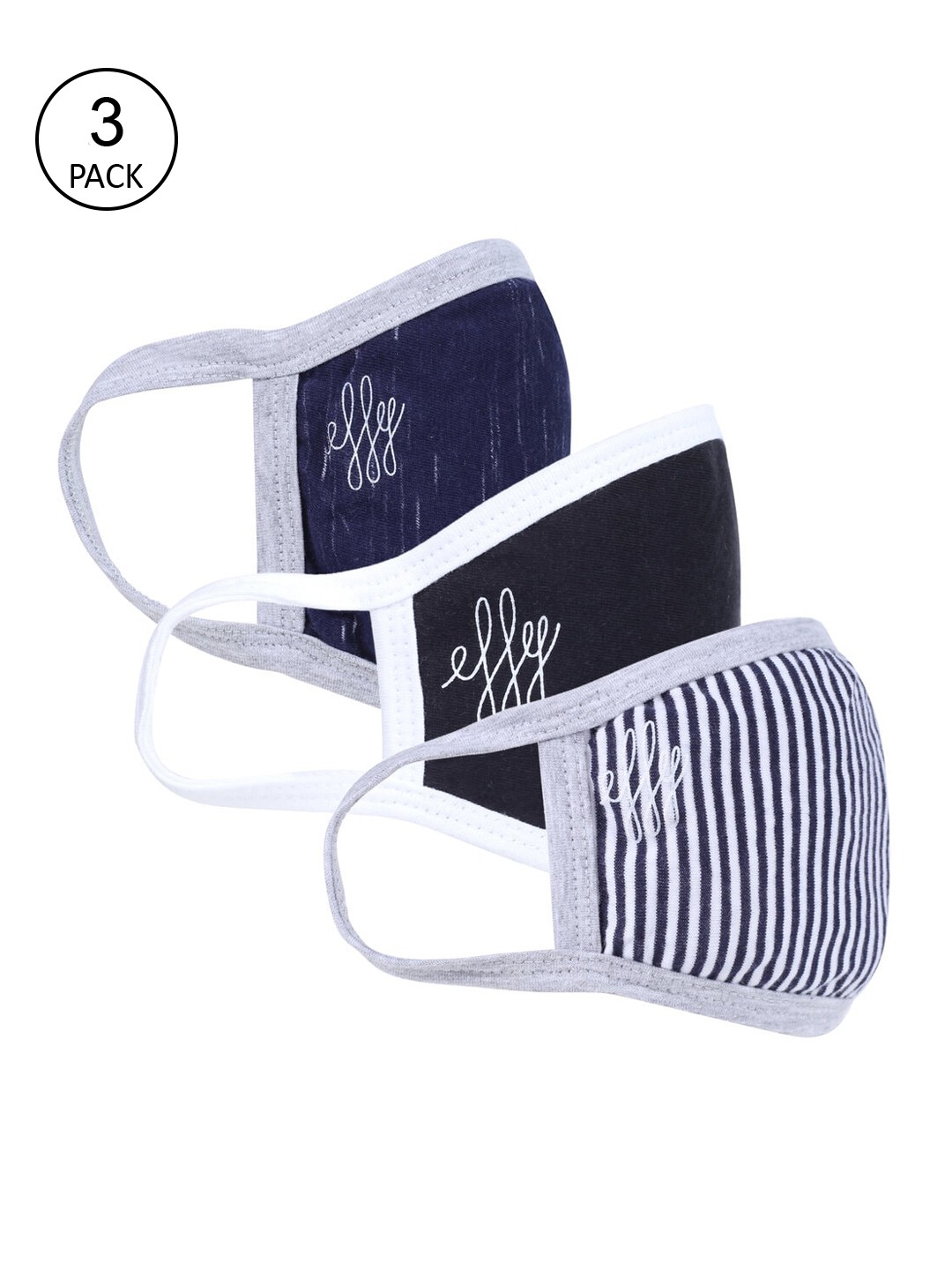 

effy Men Pack Of 3 2-Py Reusable Cloth Masks, Black
