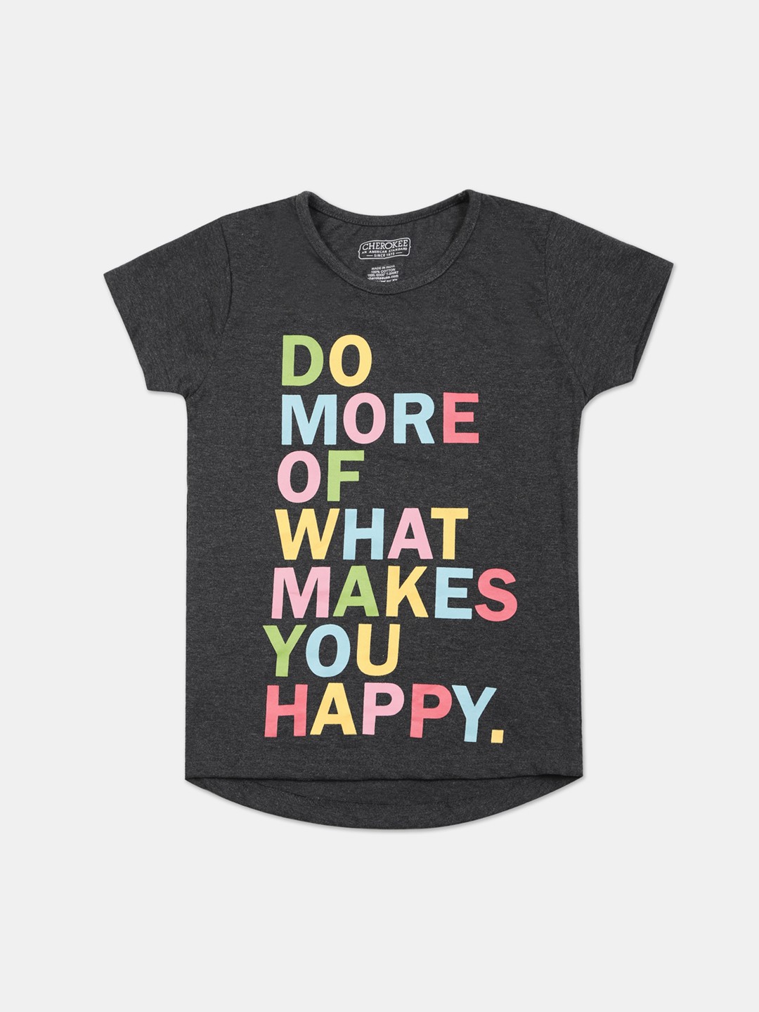

Cherokee Girls Charcoal Printed Round Neck T-shirt