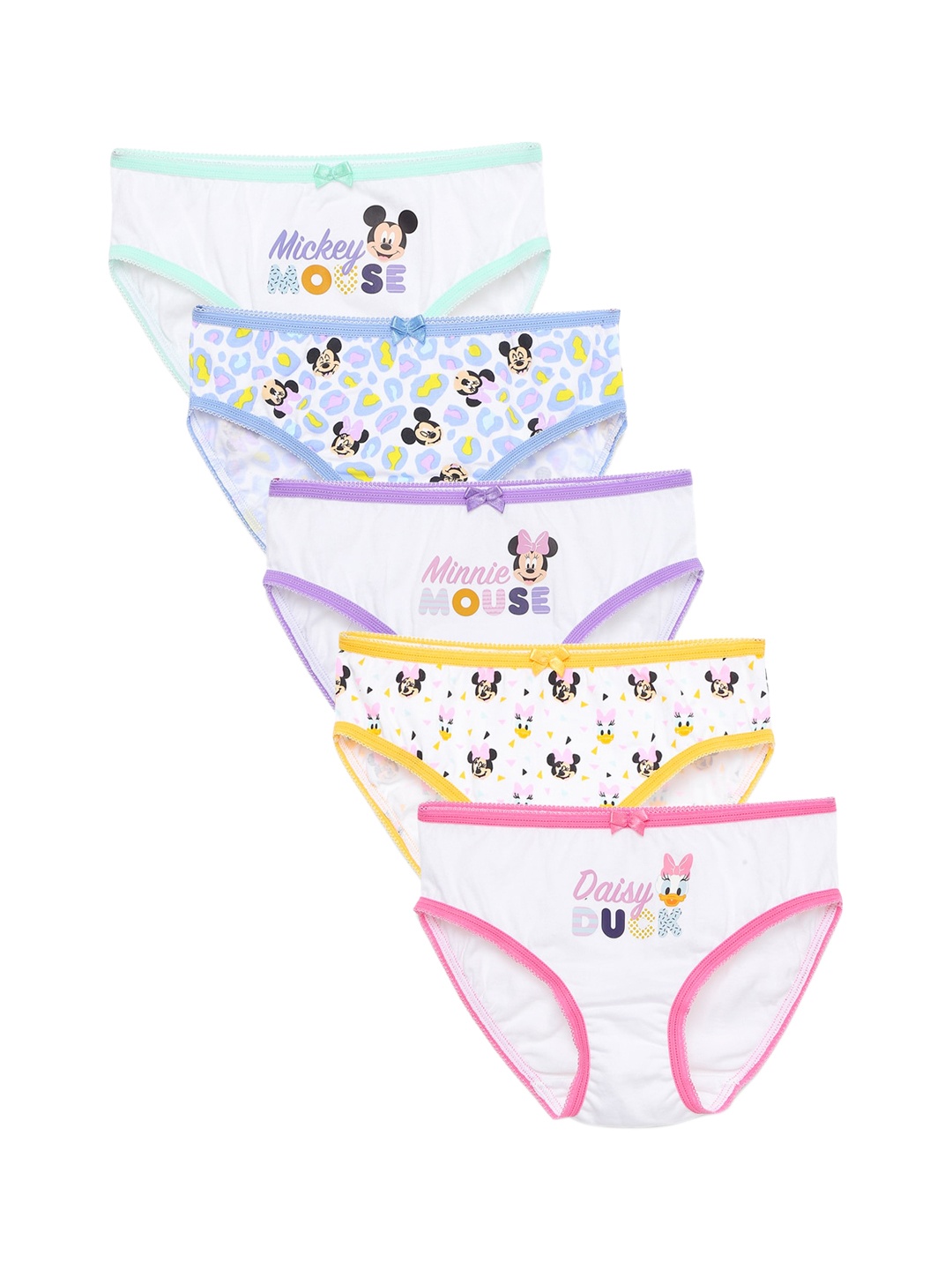 

Charm n Cherish Girls Pack Of 5 Printed Basic Briefs GDBRO12, White