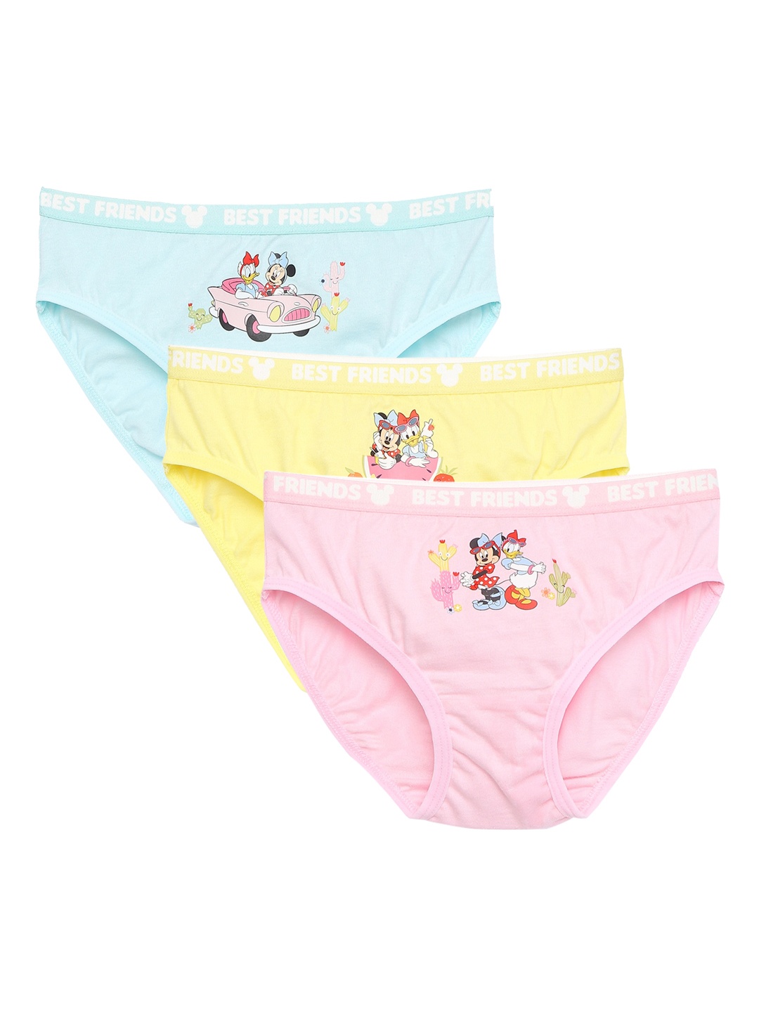 

Charm n Cherish Girls Pack Of 3 Disney Mickey & Minnie Friends Printed Basic Briefs GDBRO6, Pink