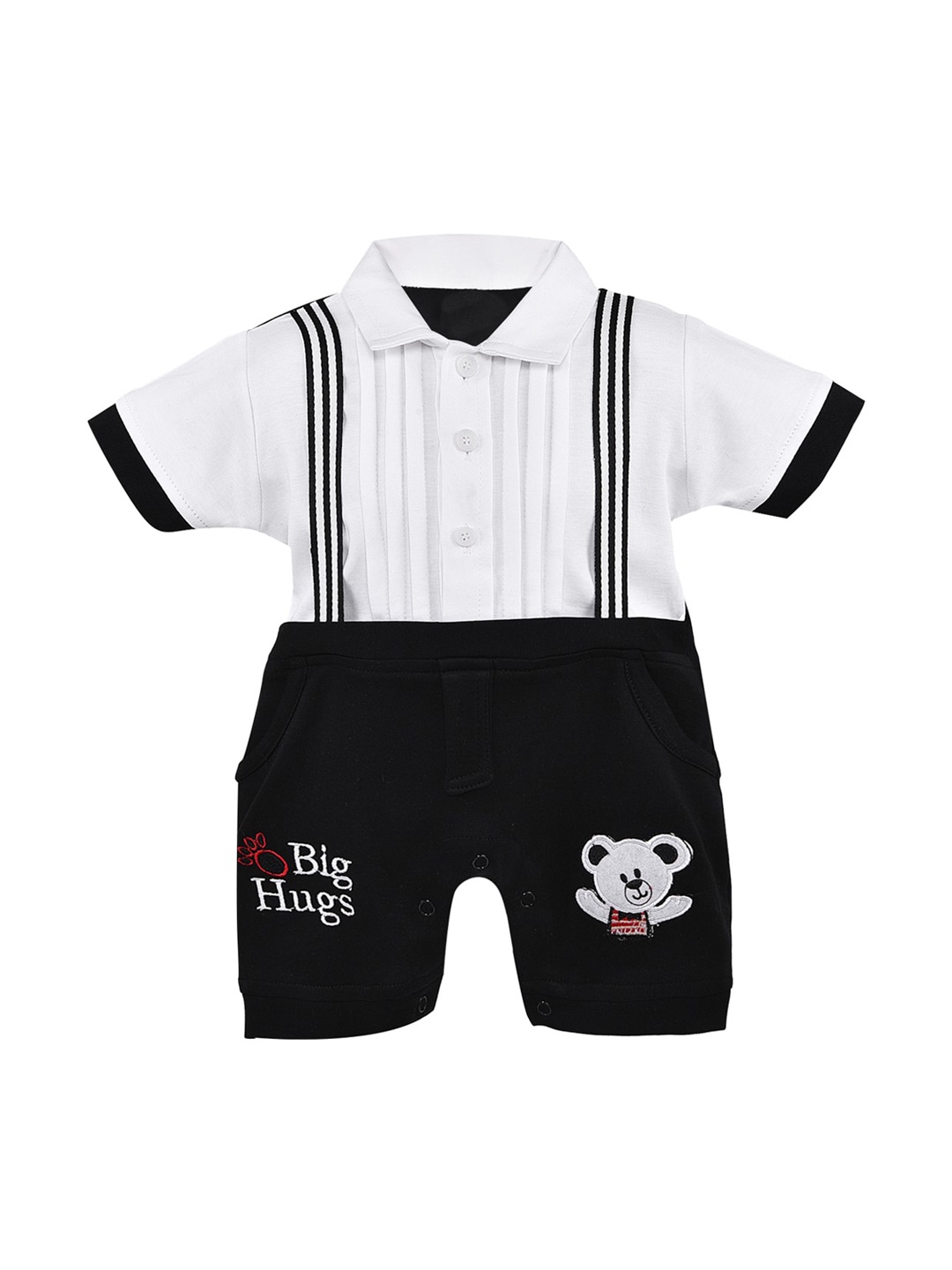 

Wish Karo Infant Boys Black & White Solid Rompers