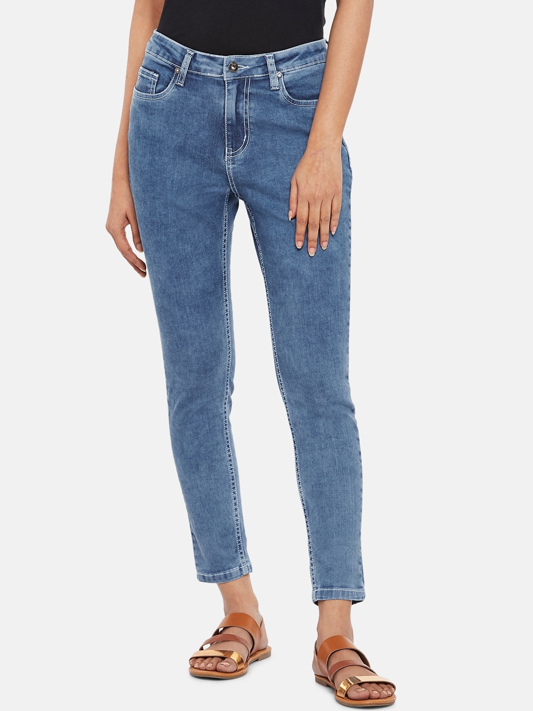 

People Women Blue Regular Fit Mid-Rise Clean Look Jeans