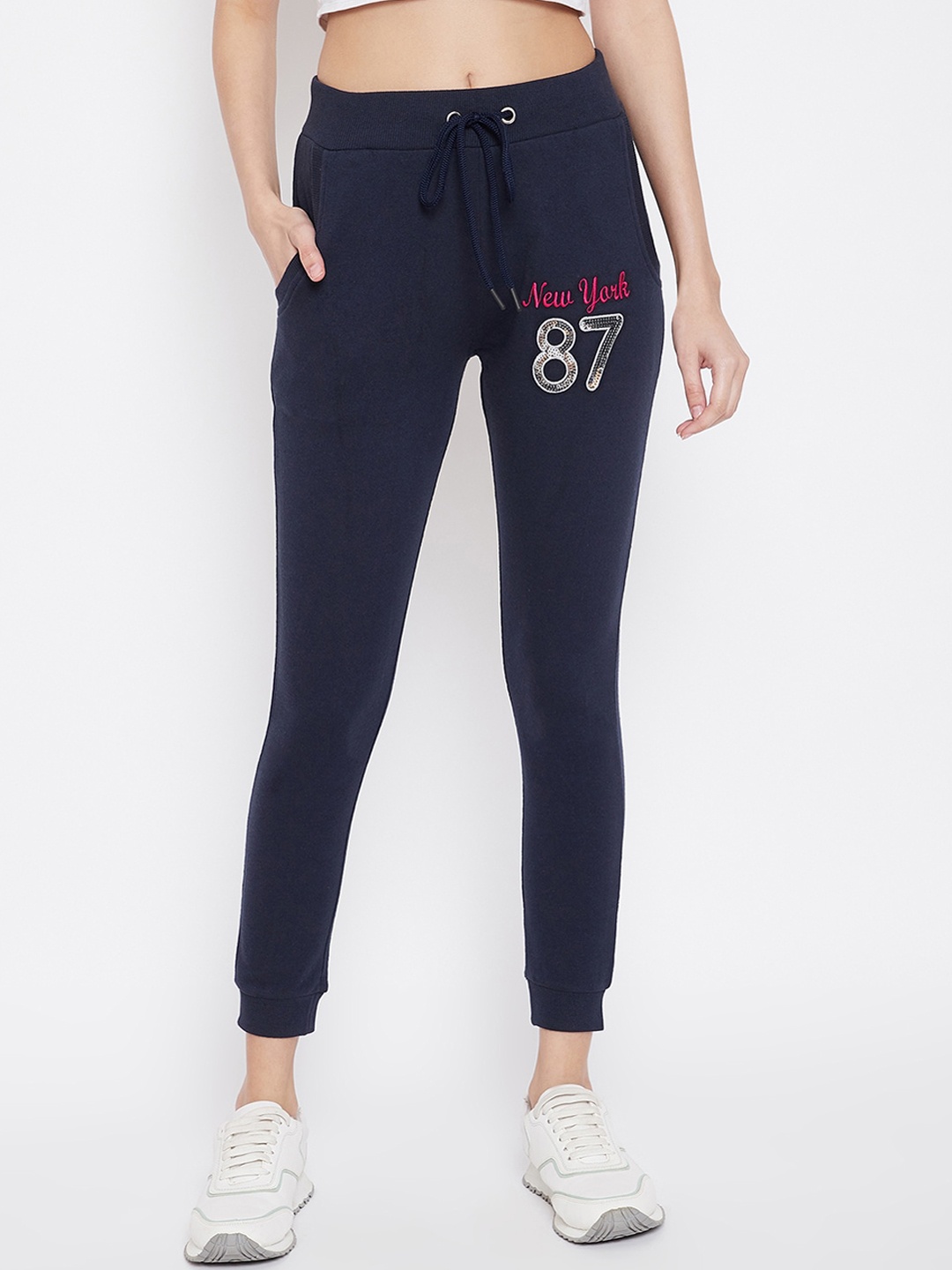 

Austin wood Women Navy Blue Solid Slim-Fit Joggers