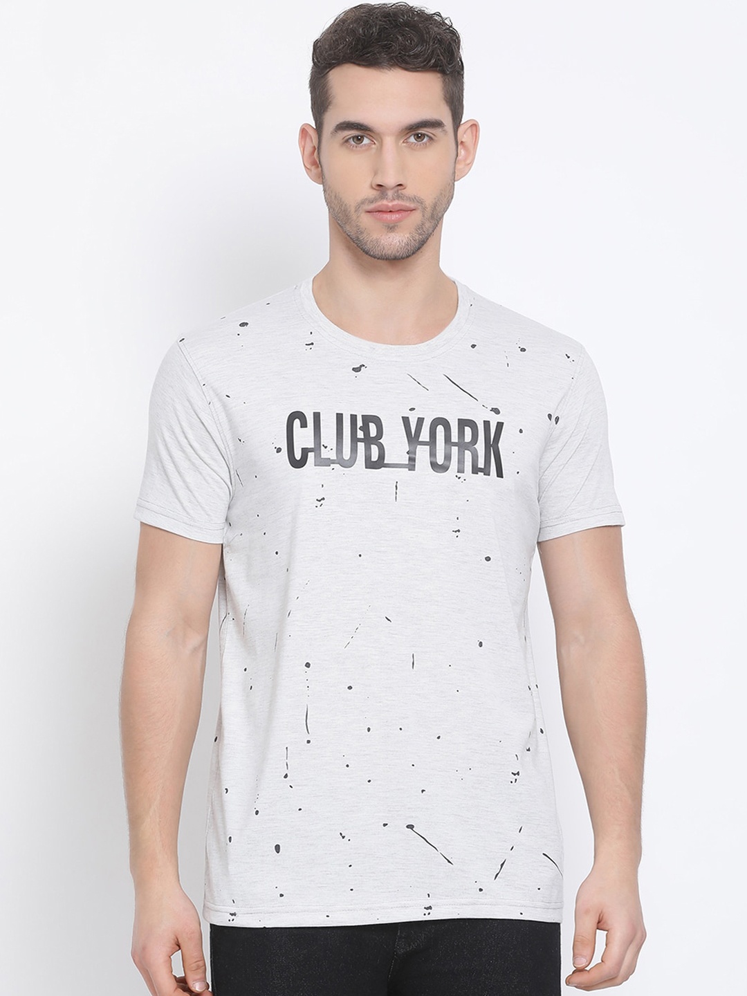 

Club York Men Off-White Printed Round Neck T-shirt