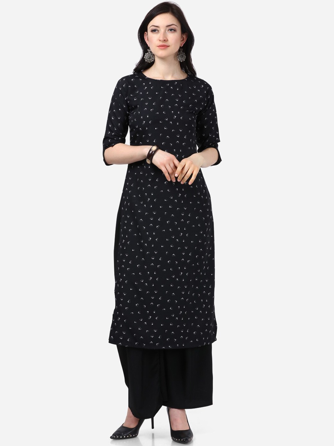 

Silk Bazar Women Black Printed Crepe Kurta