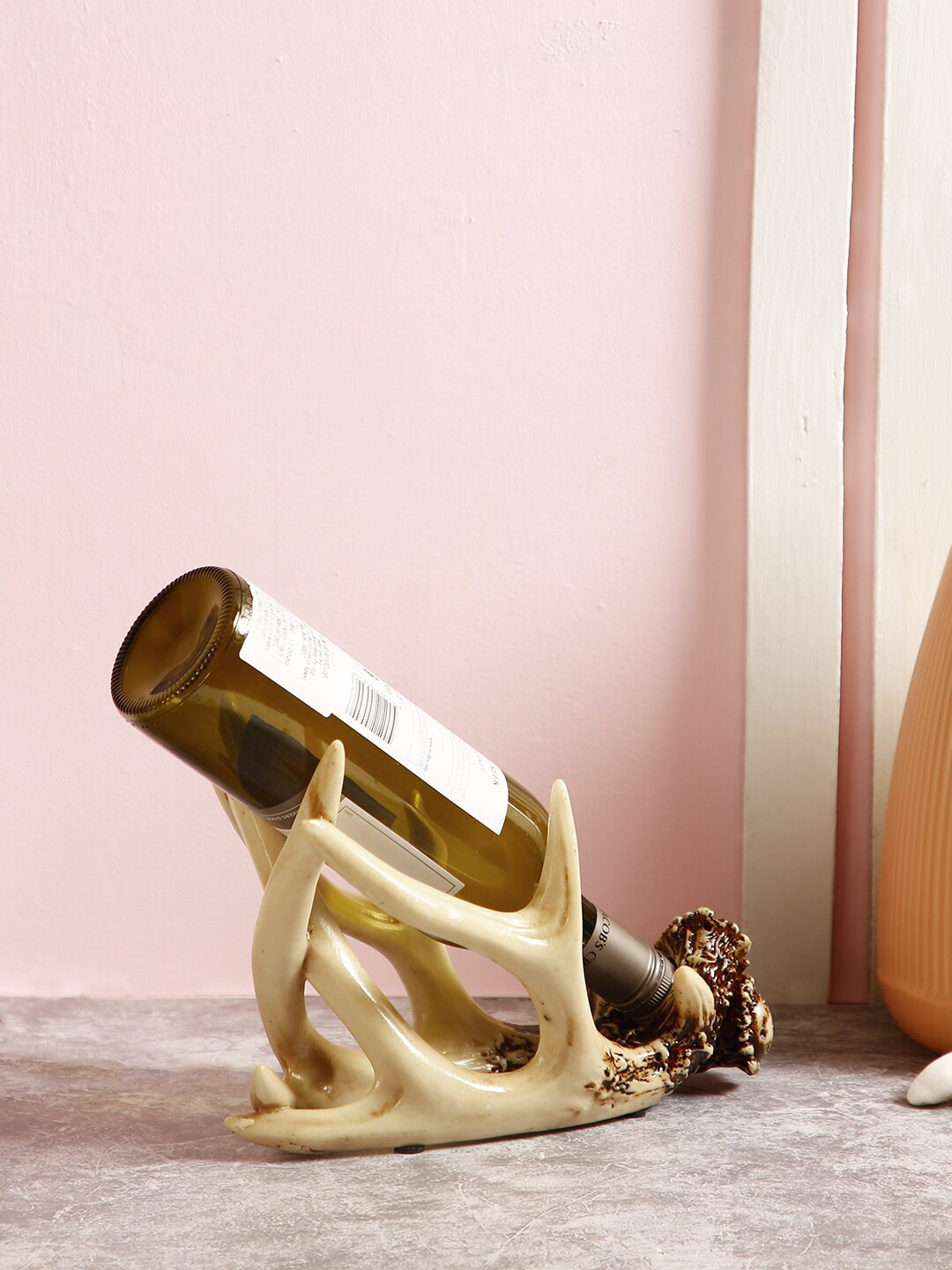 

TAYHAA Cream-Colour Antler-Shaped Rustic Look Wine Holder