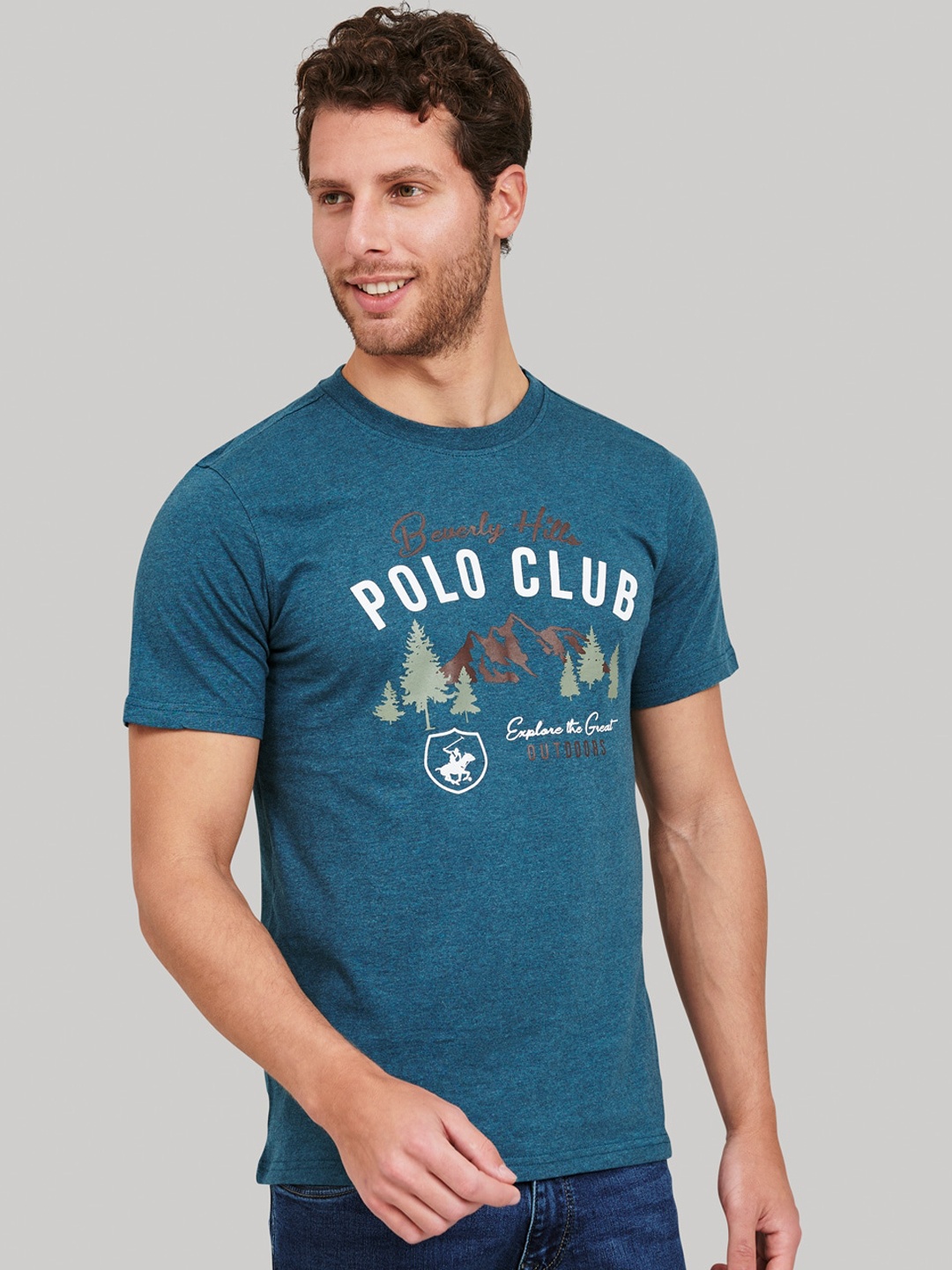 

Beverly Hills Polo Club Men Blue Self Design Round Neck T-shirt