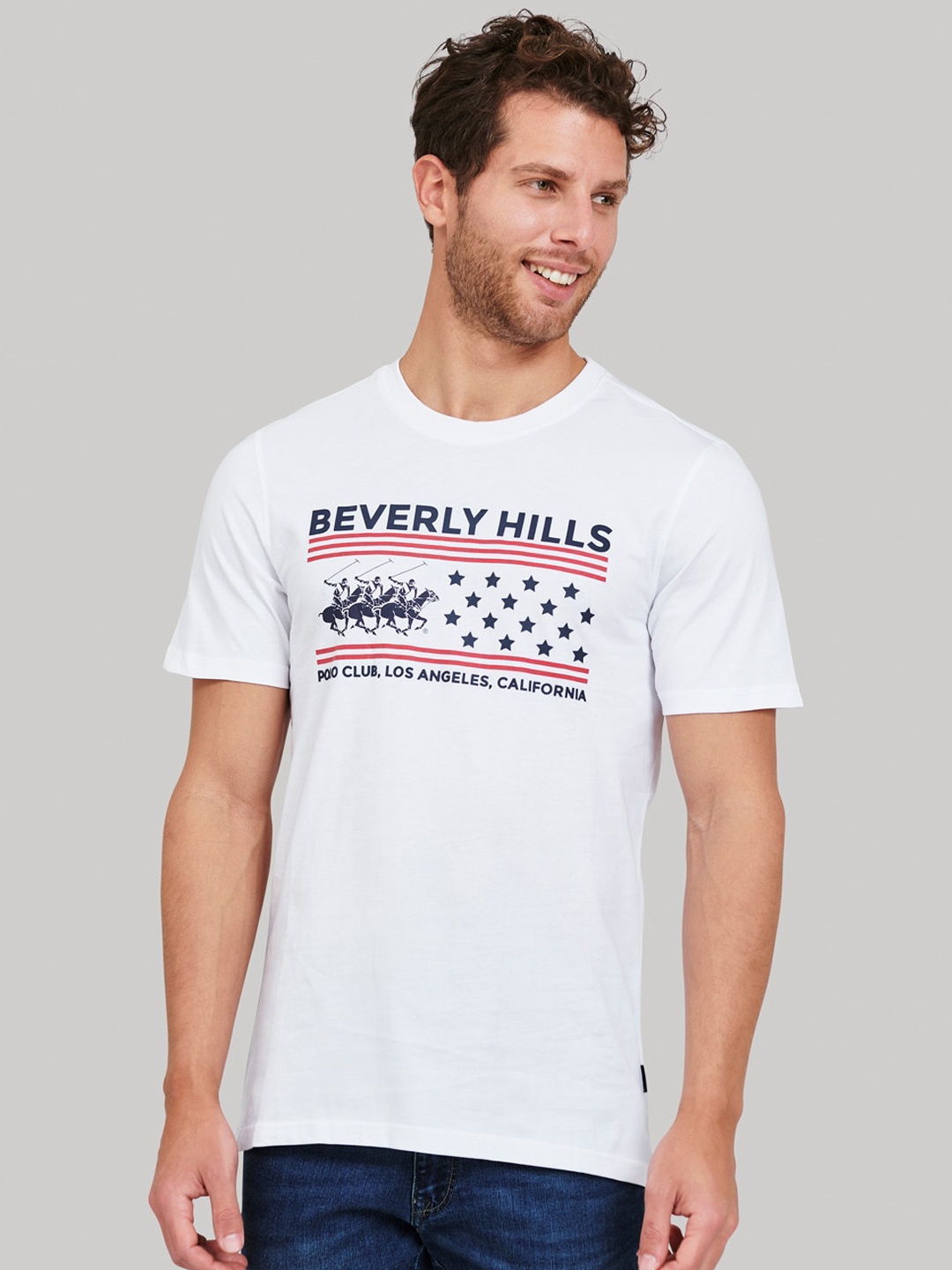 

Beverly Hills Polo Club Men White Printed Round Neck T-shirt