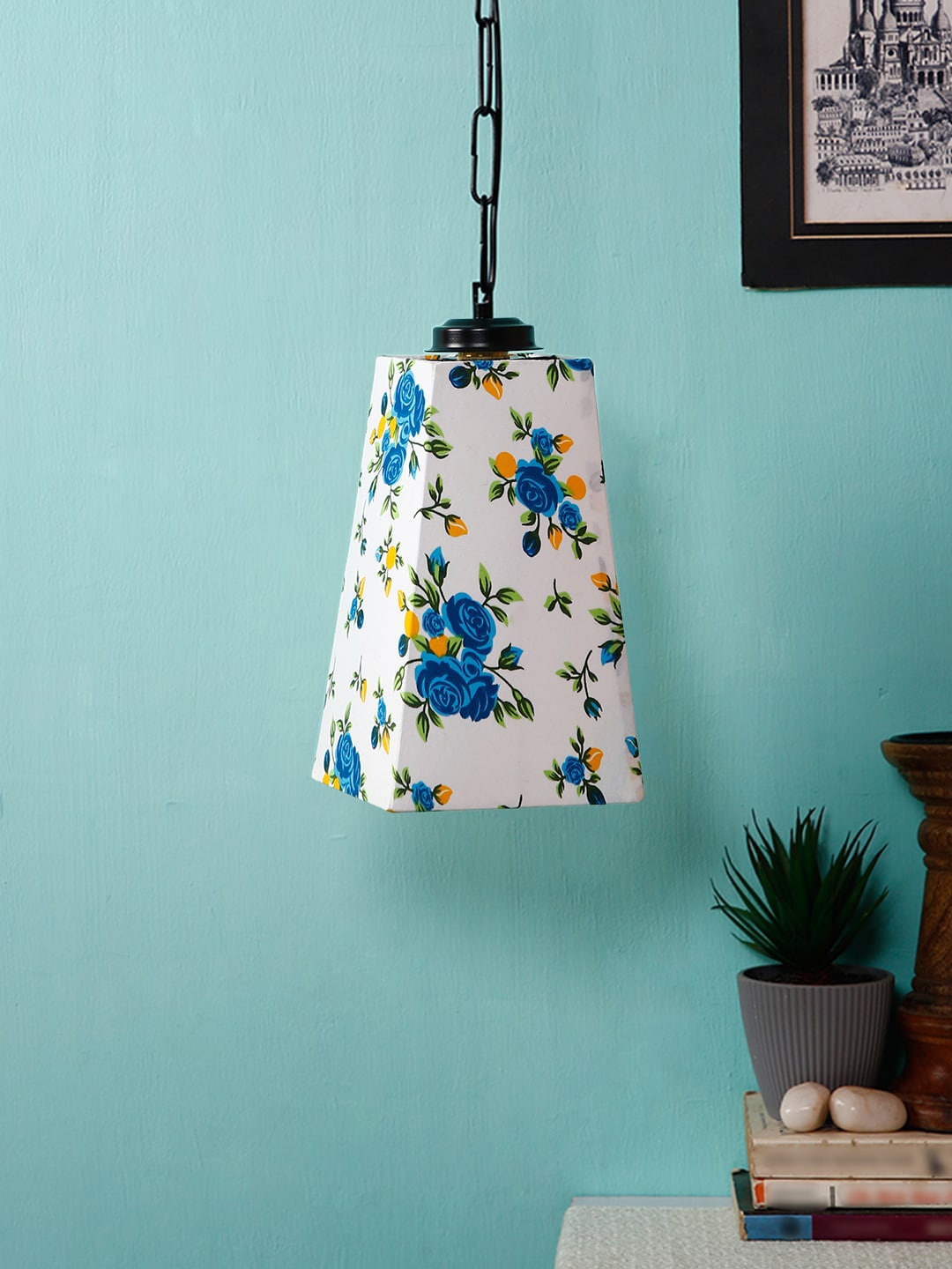

Devansh White & Blue Printed Traditional Hanging Light