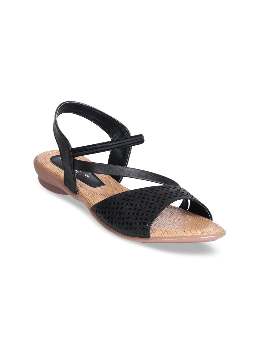 

Ajanta Women Black Printed Open Toe Flats