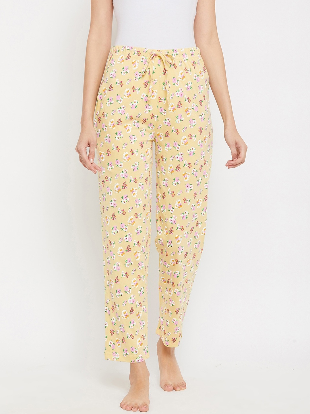 

C9 AIRWEAR Women Yellow Printed Regular Fit Pure Cotton Lounge Pants