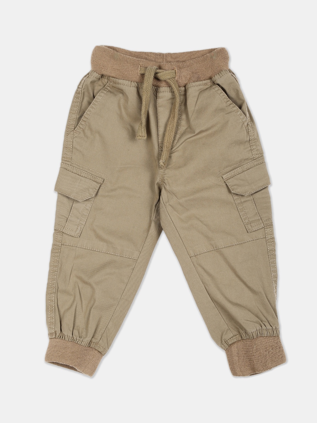 

Donuts Infant Boys Khaki-Coloured Solid Cargo Joggers