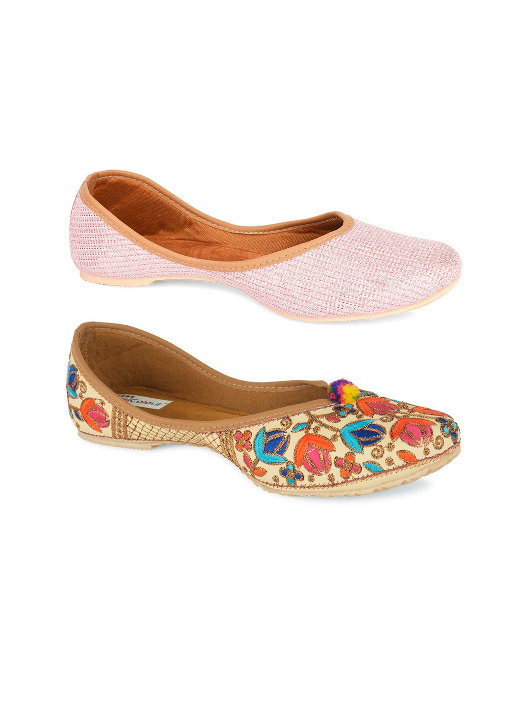 

DESI COLOUR Women Multicoloured Textured Mojaris, Multi