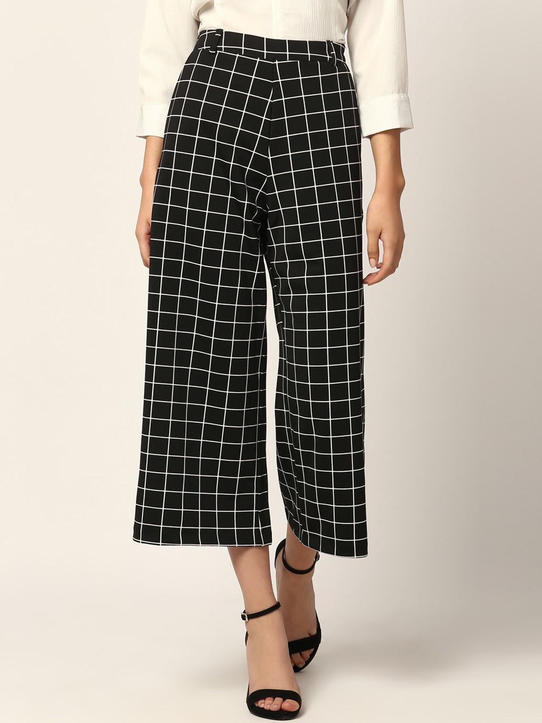ZOELLA Women Black Regular Fit Checked Culottes