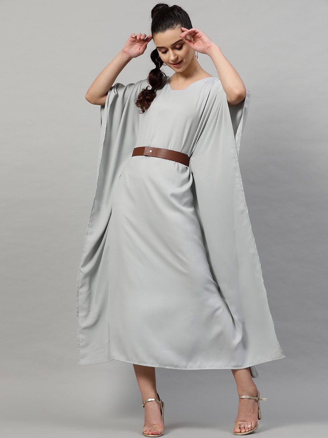 

STREET 9 Women Grey Solid A-Line Dress