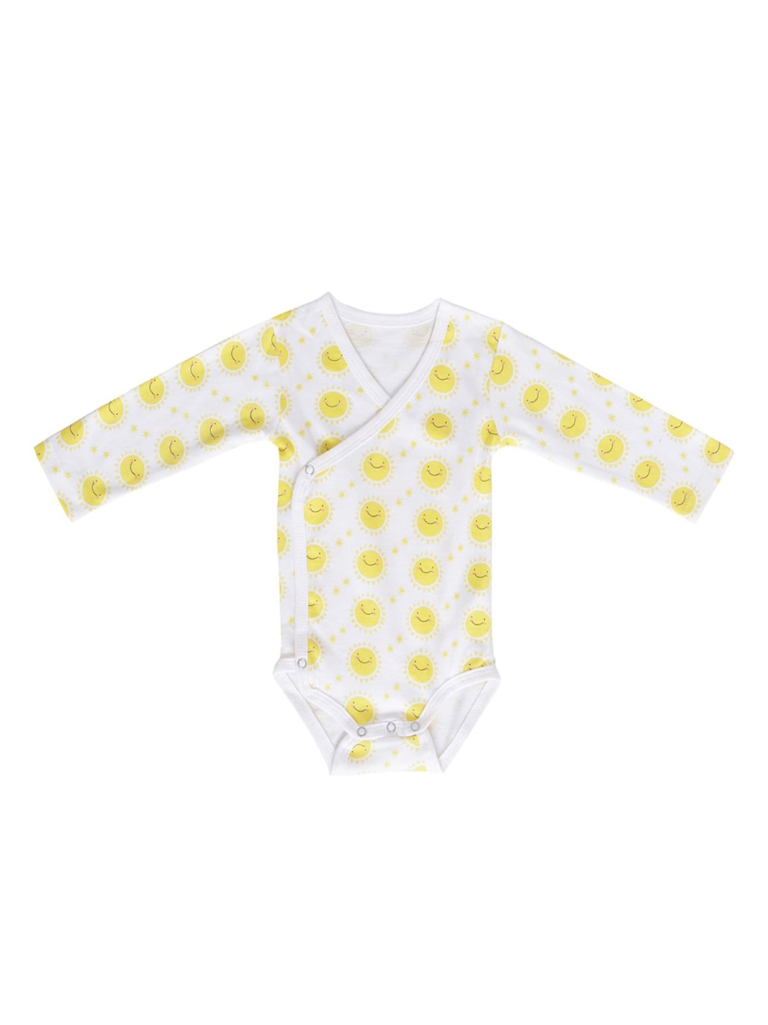 

Moms Home Infants White & Yellow Printed Organic Cotton Sustainable Bodysuit