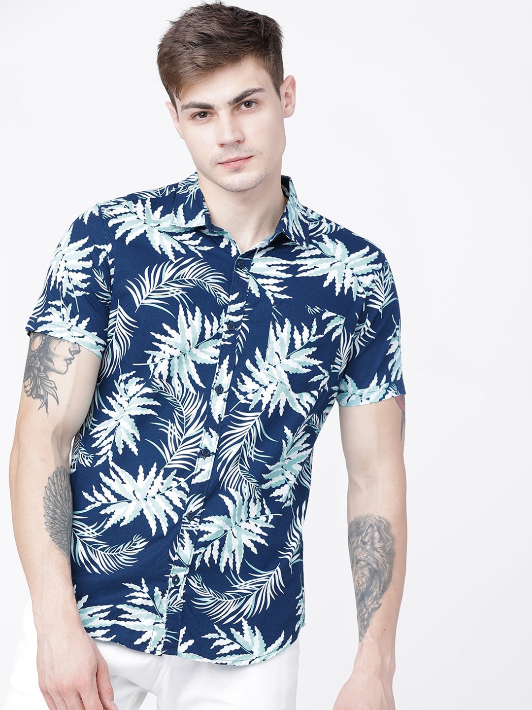 

HIGHLANDER Men Navy Blue Slim Fit Printed Casual Shirt