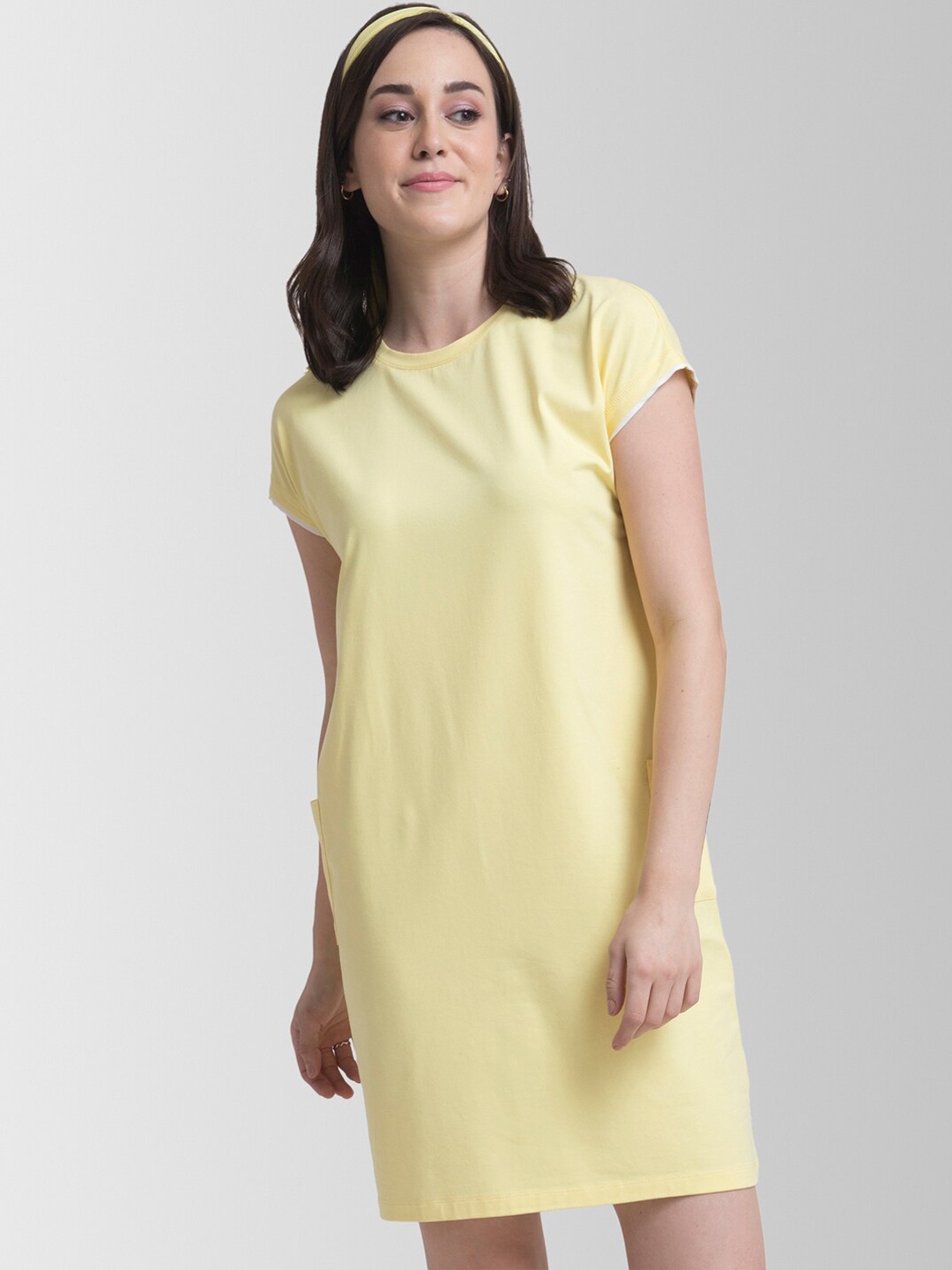 

FableStreet Women Yellow Solid T-shirt Dress