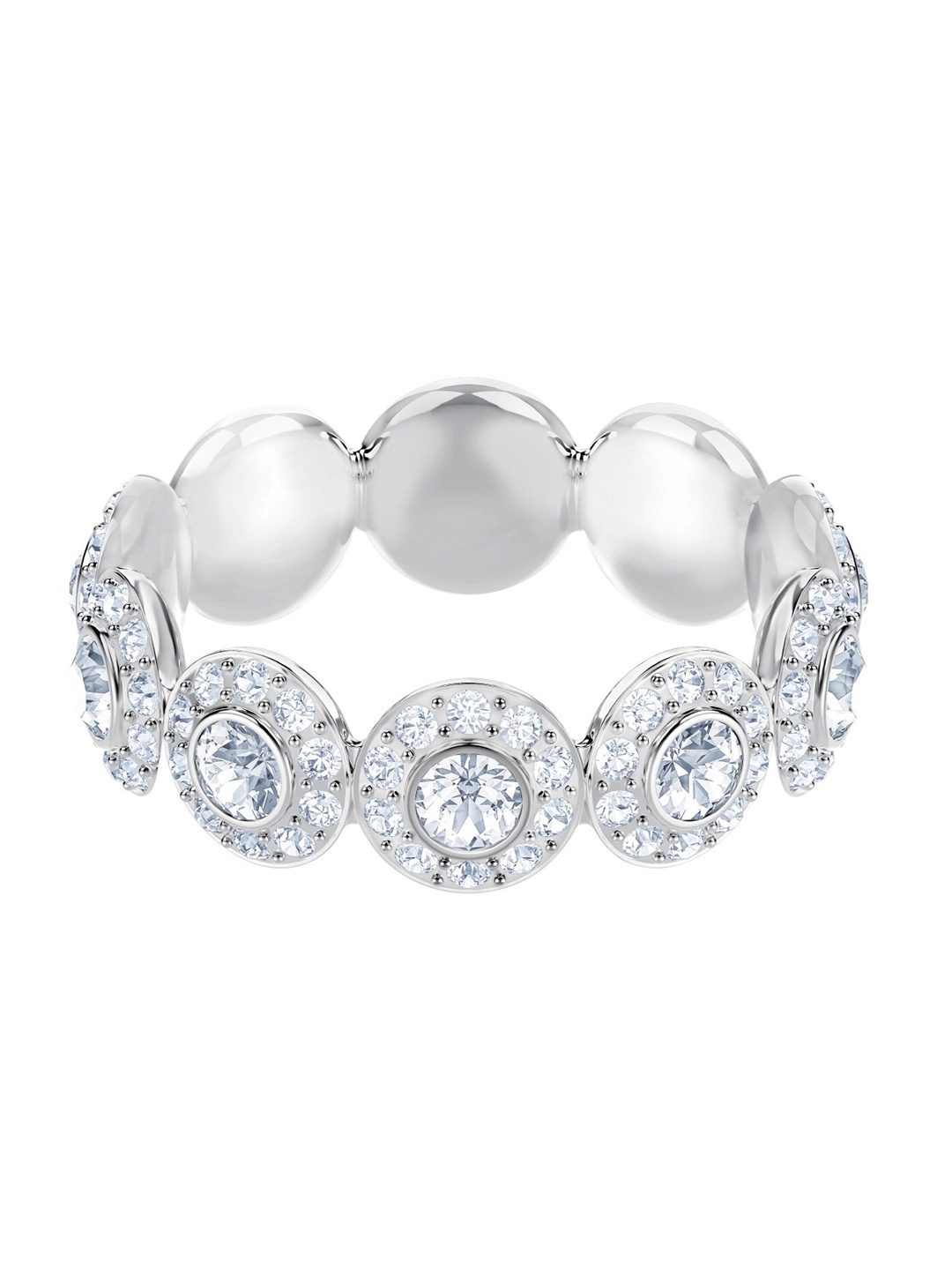 

SWAROVSKI Silver-Toned & White Crystal-Studded Band Finger Ring