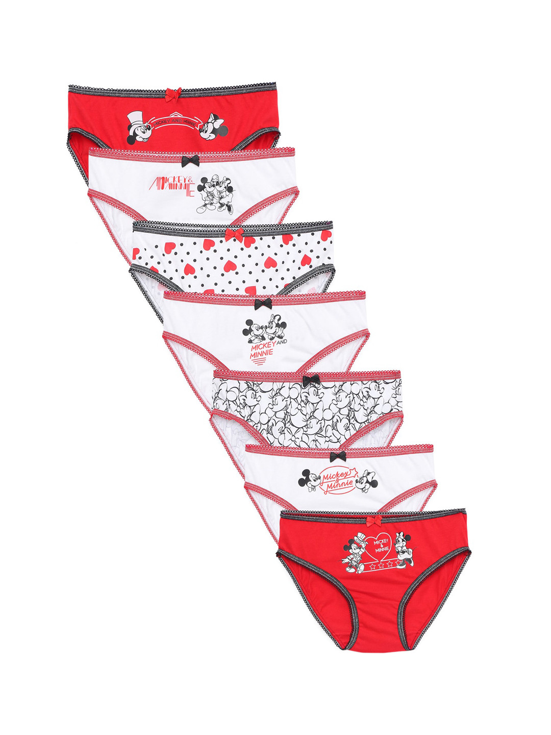 

Charm n Cherish Girls Pack Of 7 Printed Basic Briefs GDBRO11, Red