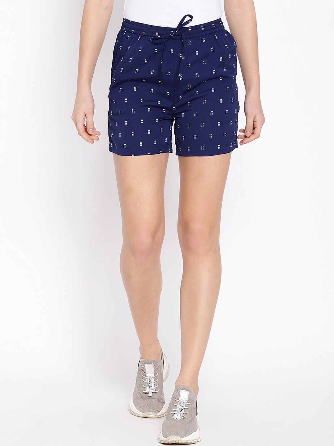 

HOUSE OF KKARMA Women Blue Printed Regular Fit Regular Shorts
