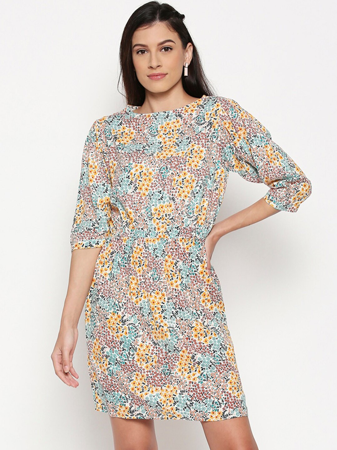 

People Women Multicoloured Floral Printed A-Line Dress, Multi