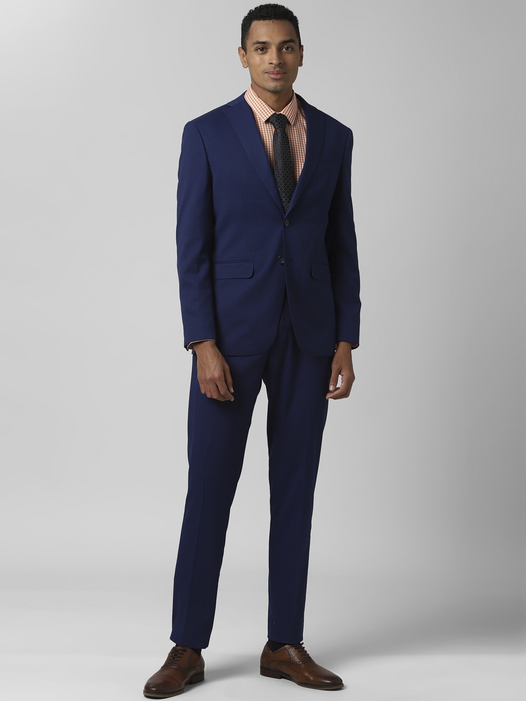 

Peter England Elite Men Navy Blue Self-Design Slim-Fit Single-Breasted Formal Suit