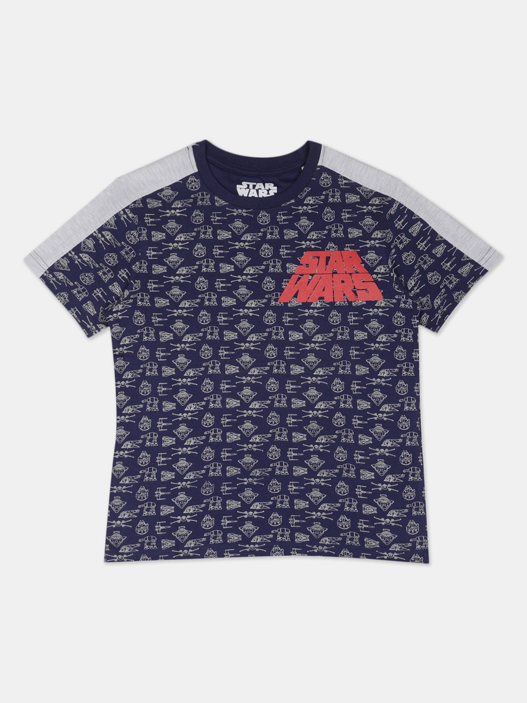 

Colt Boys Navy Blue Star Wars Printed Round Neck T-shirt