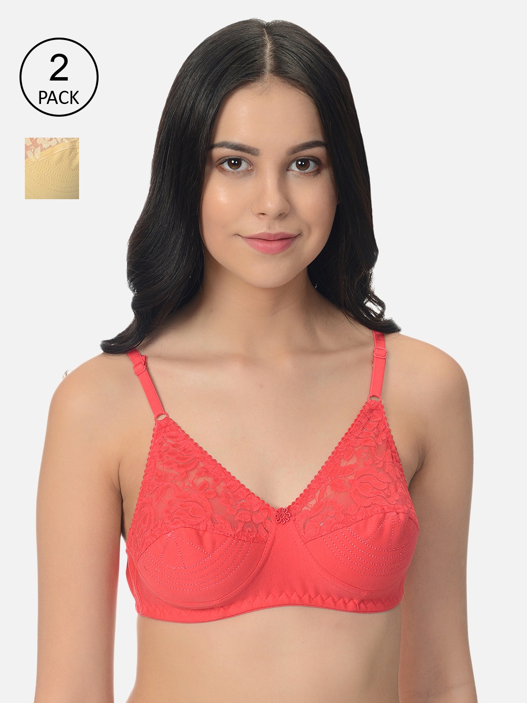 

mod & shy Pack Of 2 Assorted Solid Non-Wired Non Padded Everyday Bra MS5152M