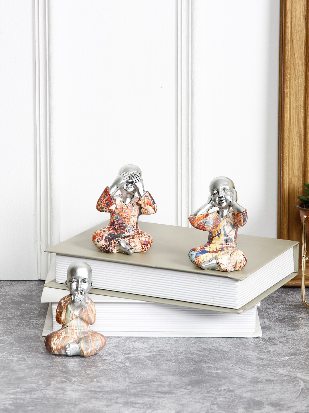 

TAYHAA Set Of 2 Buddha Set Showpieces, Silver