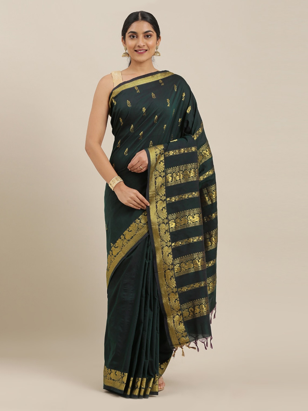 

The Chennai Silks Green Woven Design Polycotton Saree