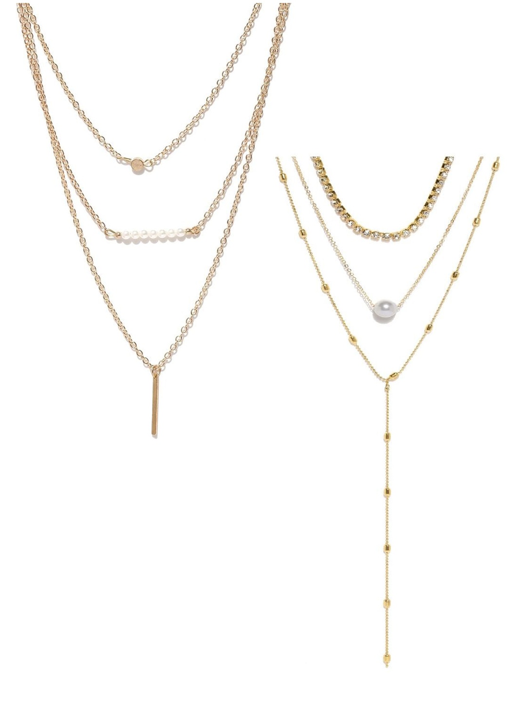 

OOMPH Set Of 2 Gold-Toned Alloy Layered Necklace