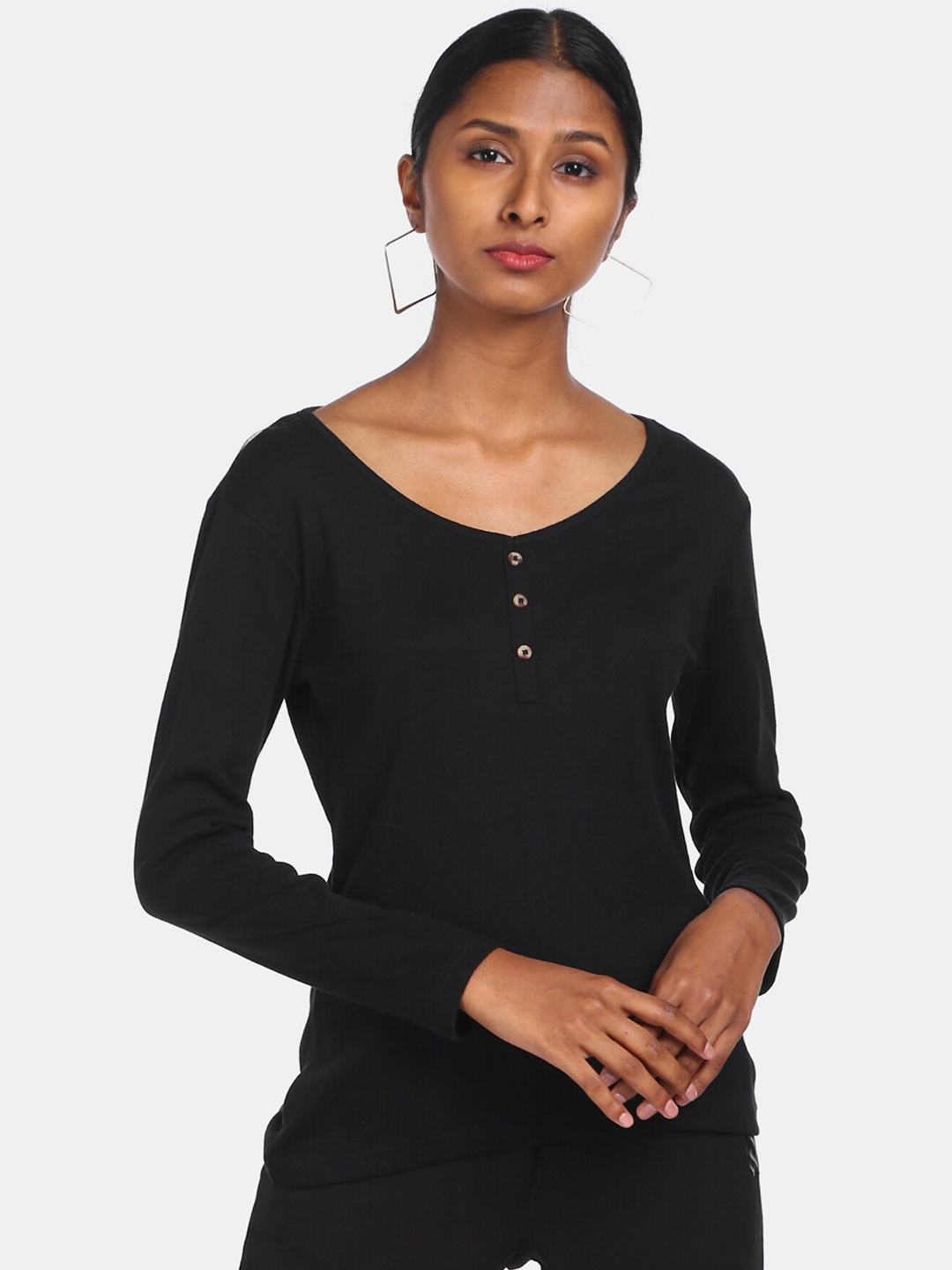 

Cherokee Black Pure Cotton Regular Top