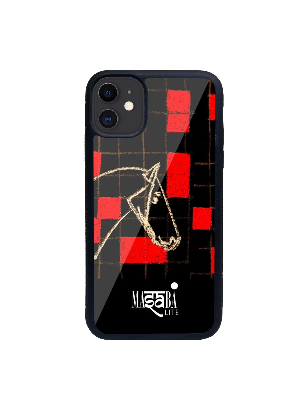 

macmerise Black & Red Masaba Checked Horse Printed iPhone 11 Back Case