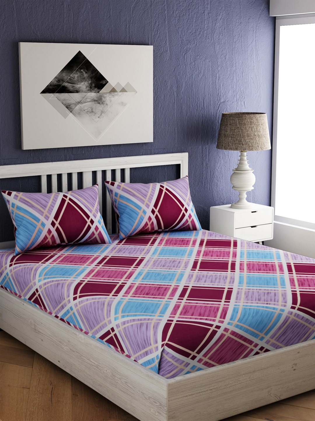 

EverHOME Unisex Multi Colored Cotton Bedsheet, Lavender