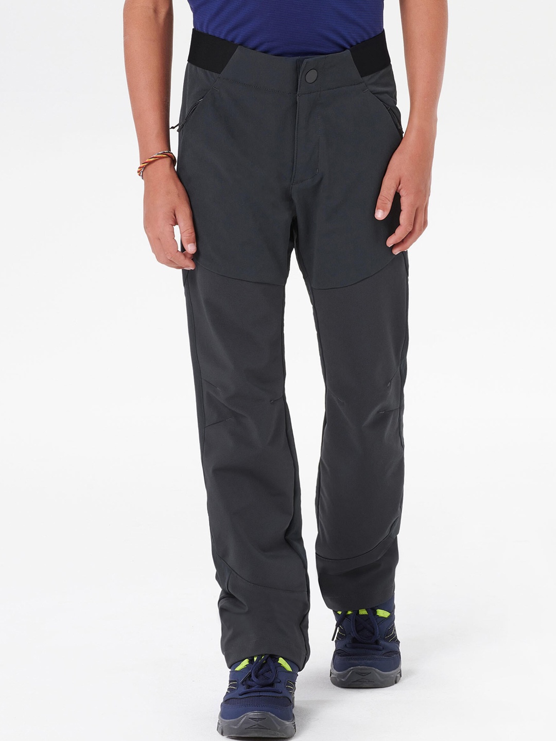 

Quechua By Decathlon Boys Regular Fit Hiking Softshell Trousers, Black