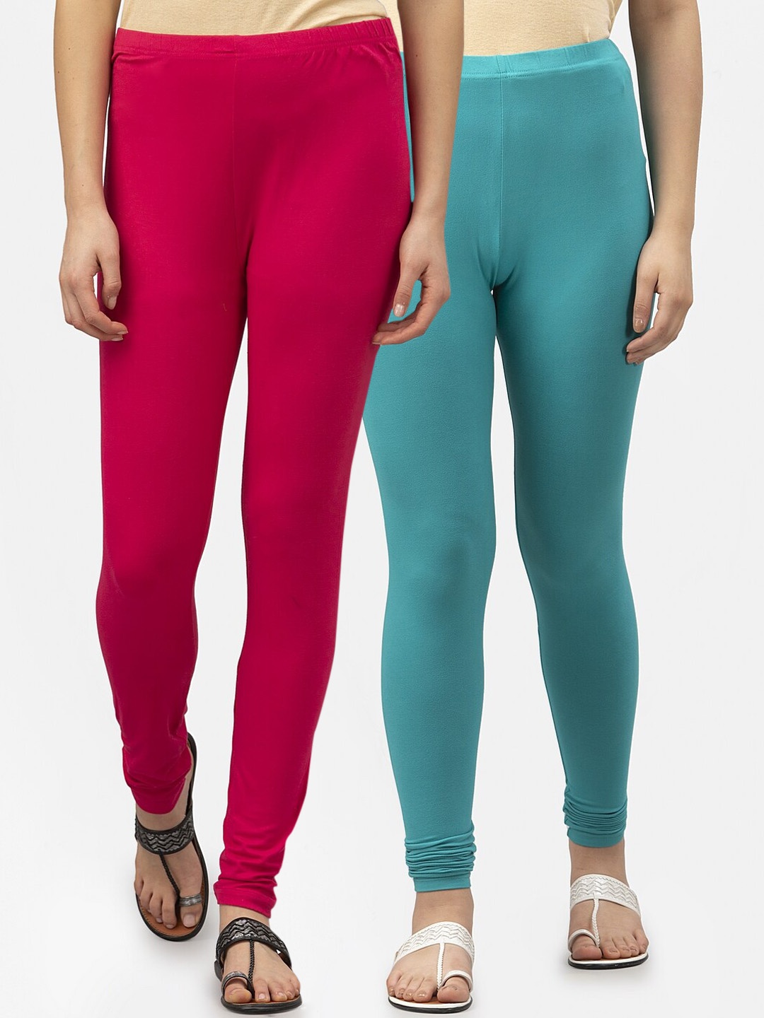 

Style Quotient Women Pack Of 2 Solid Ankle-Length Leggings, Pink