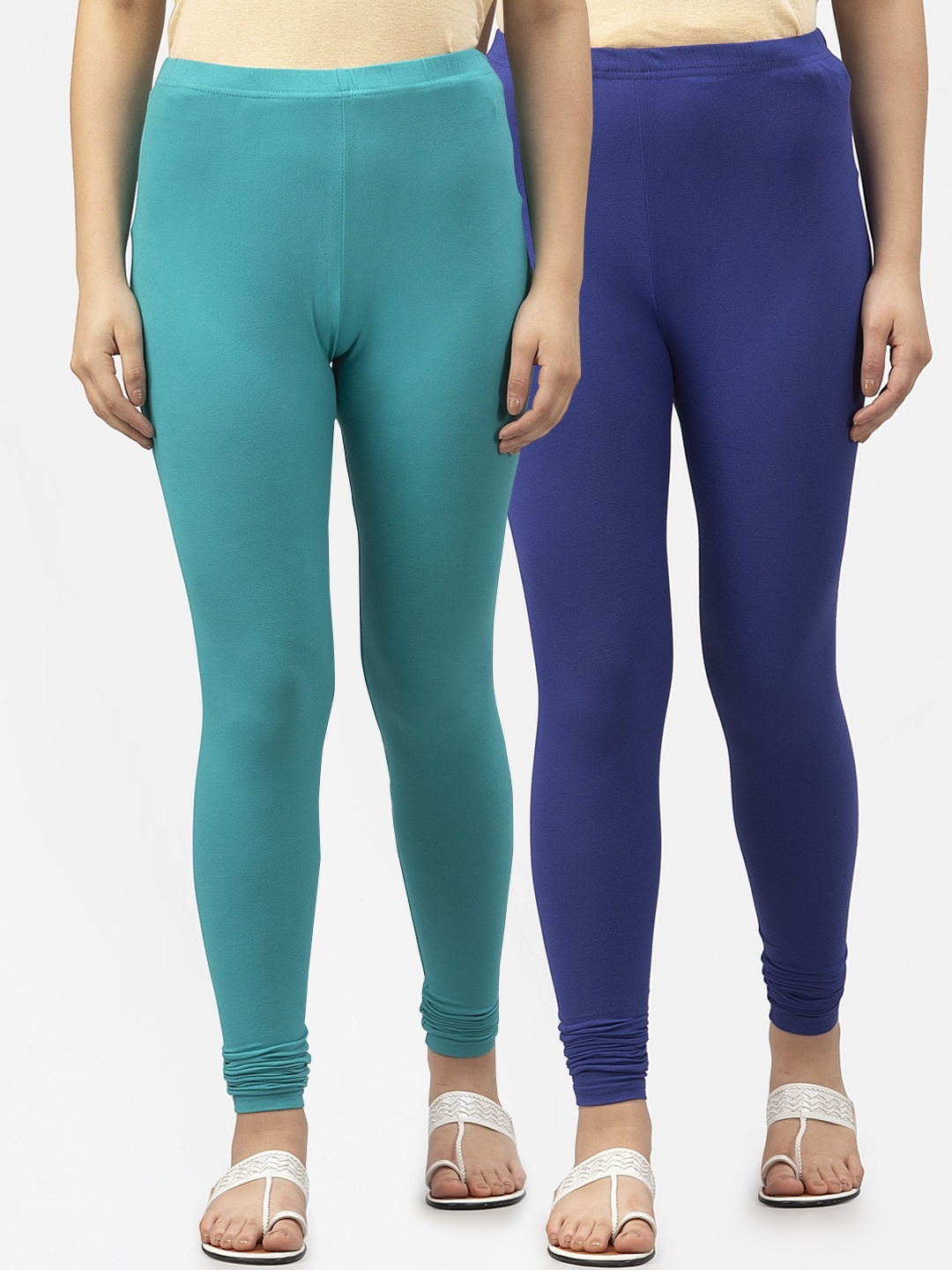 

Style Quotient Women Pack Of 2 Solid Ankle-Length Leggings, Blue