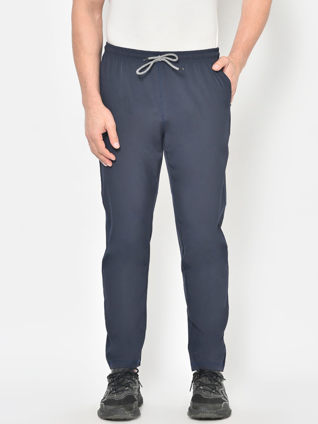 

American-Elm Men Navy Blue Solid Slim-Fit Track Pants