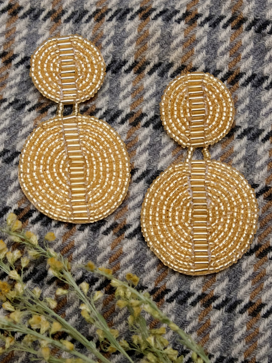 

Crunchy Fashion Gold-Plated Handmade Circular Drop Earrings