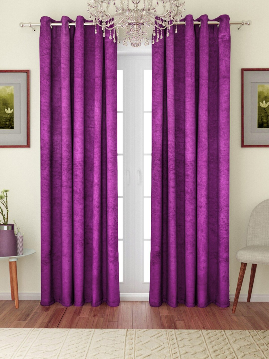 

ROMEE Purple Set of 2 Solid Room Darkening Door Curtains