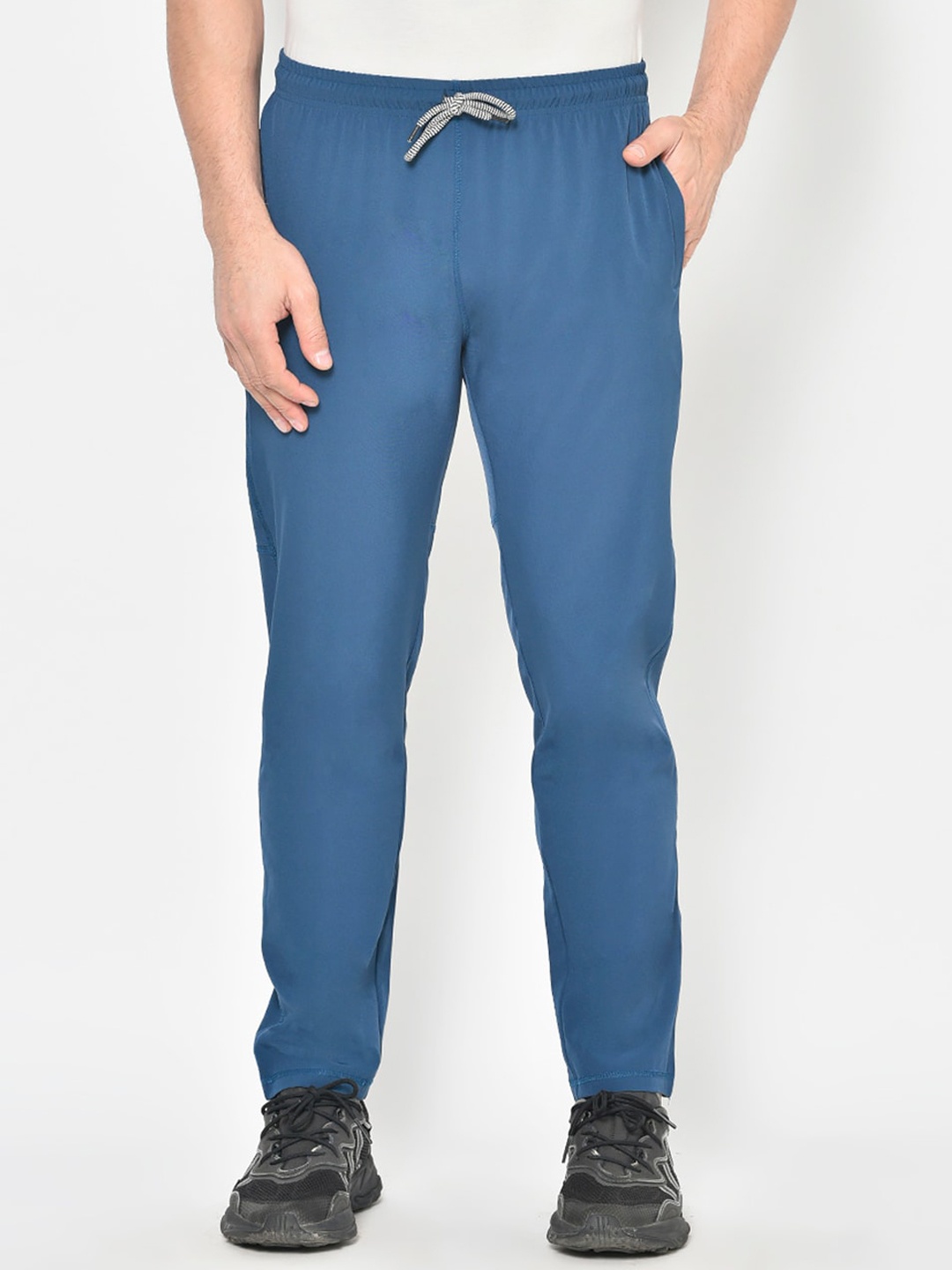 

American-Elm Men Blue & Black Solid Slim-Fit Track Pants